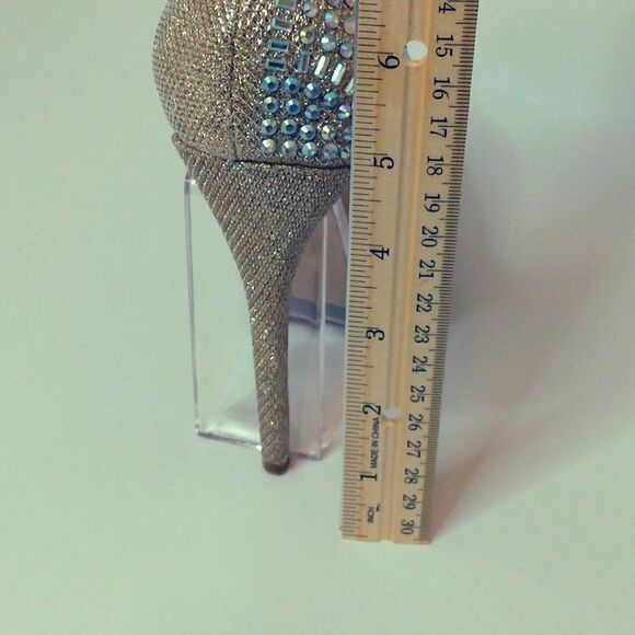 LAUREN LORRAINE CRYSTAL GOLD CINDERELLA BLING CRYSTAL HIGH HEEL SHOES - SIZE 7 - Picture 11 of 11